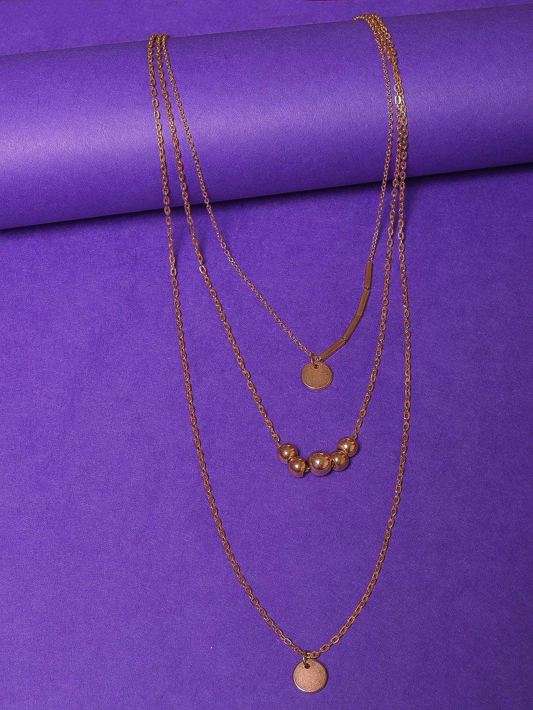 diva walk exclusive rose gold=plated brass layered necklace