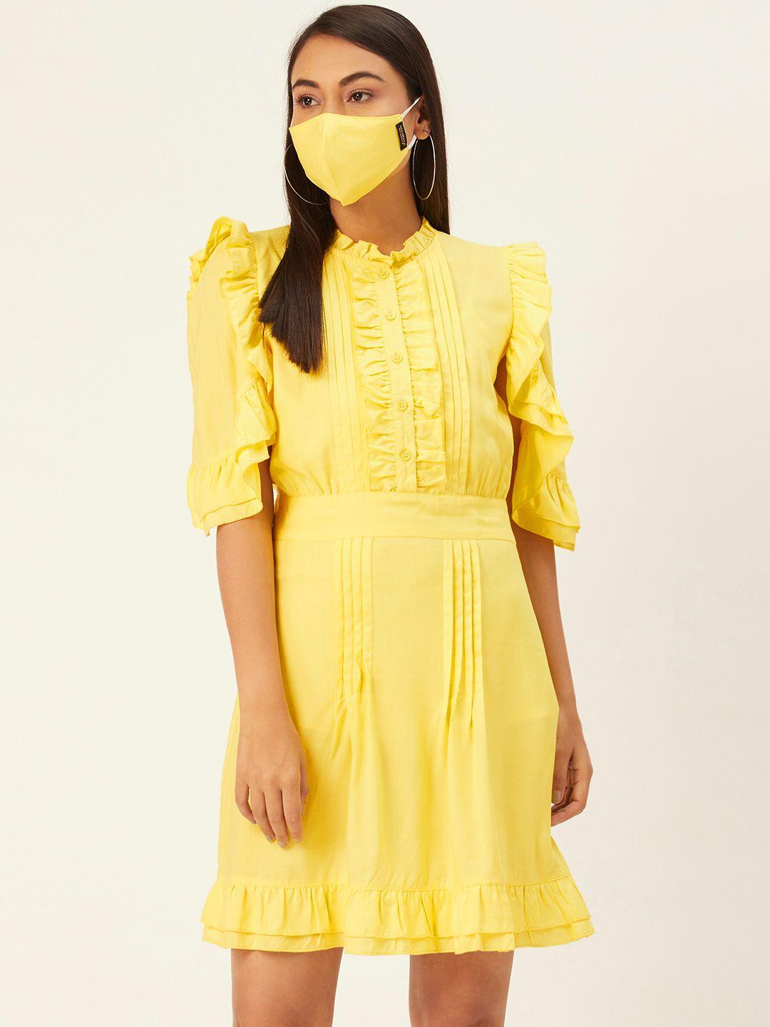 diva walk exclusive women yellow ruffled sheath dress