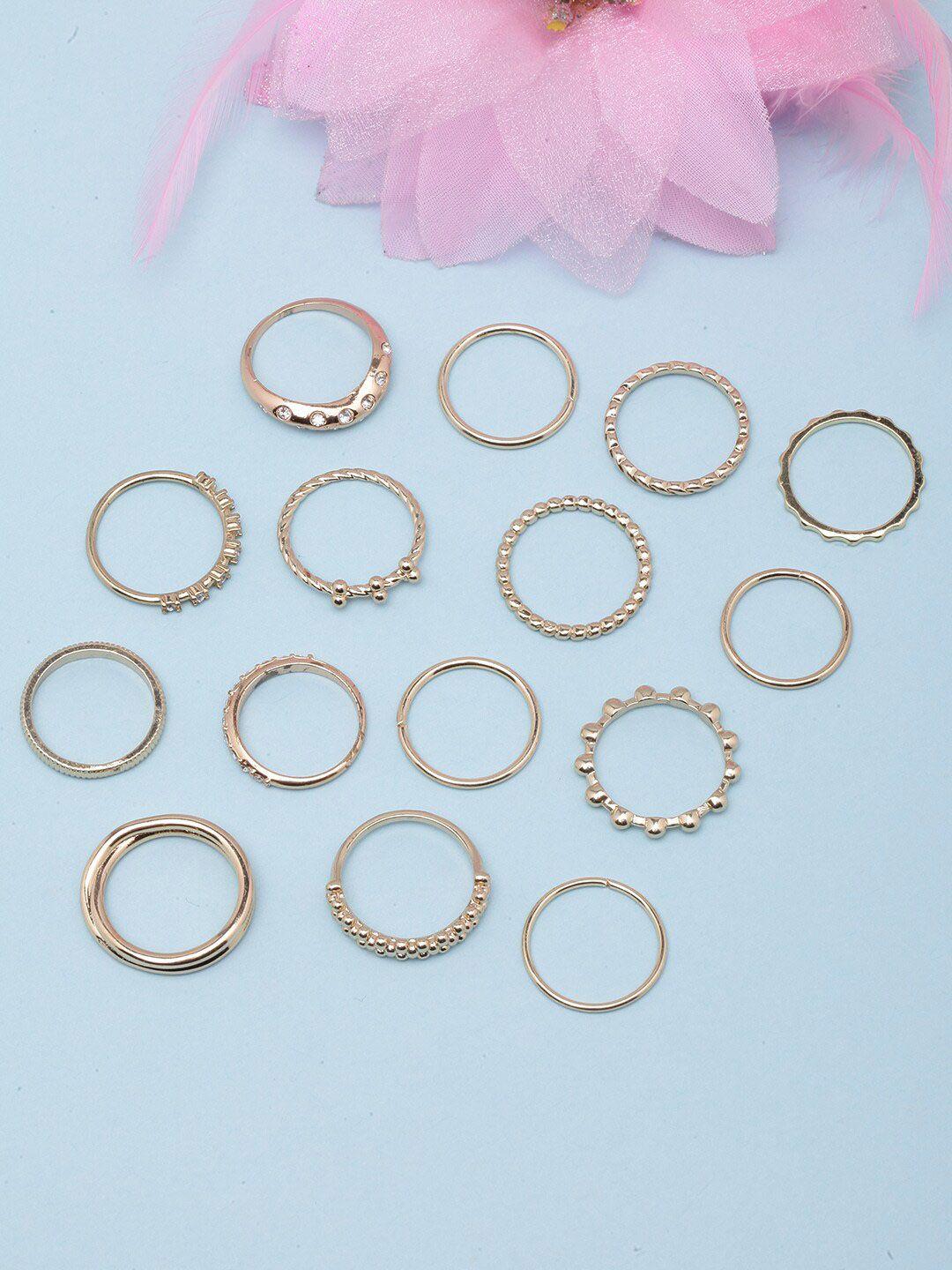 diva walk set of 15 gold-plated ring
