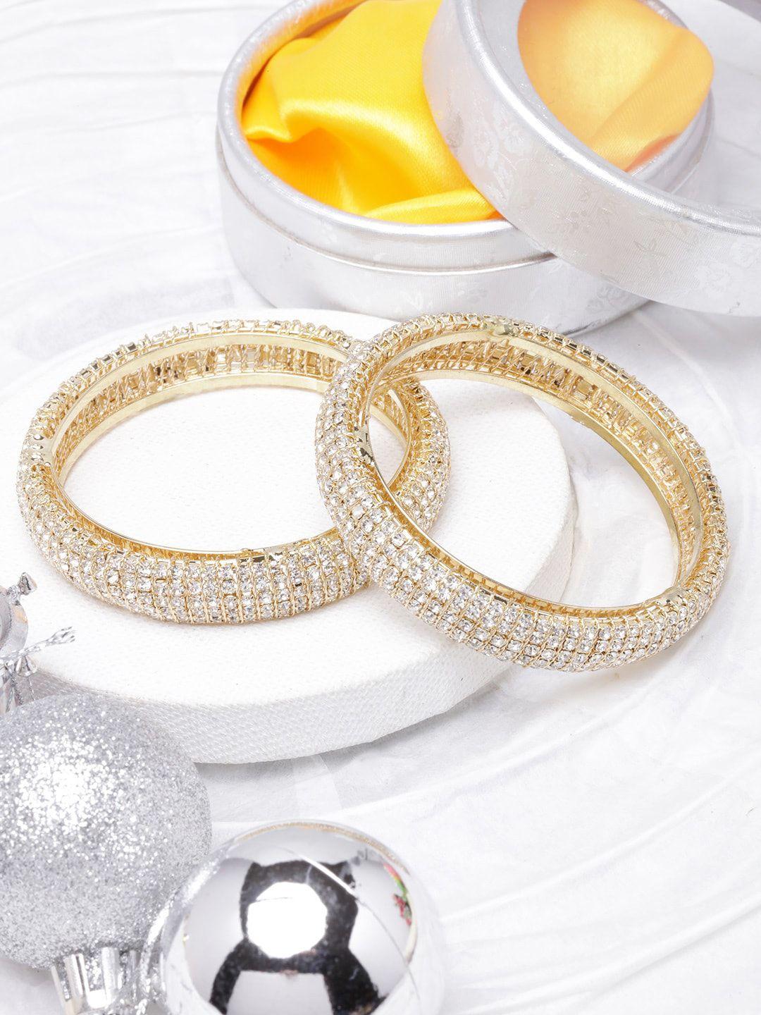 diva walk set of 2 gold-plated cz studded bangles