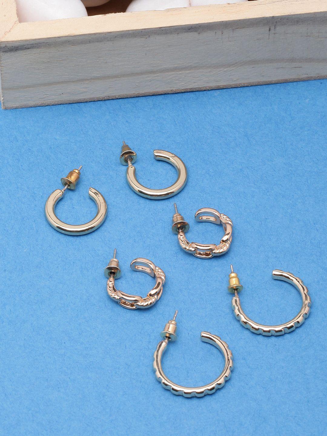 diva walk set of 3 gold-plated contemporary half hoop earrings