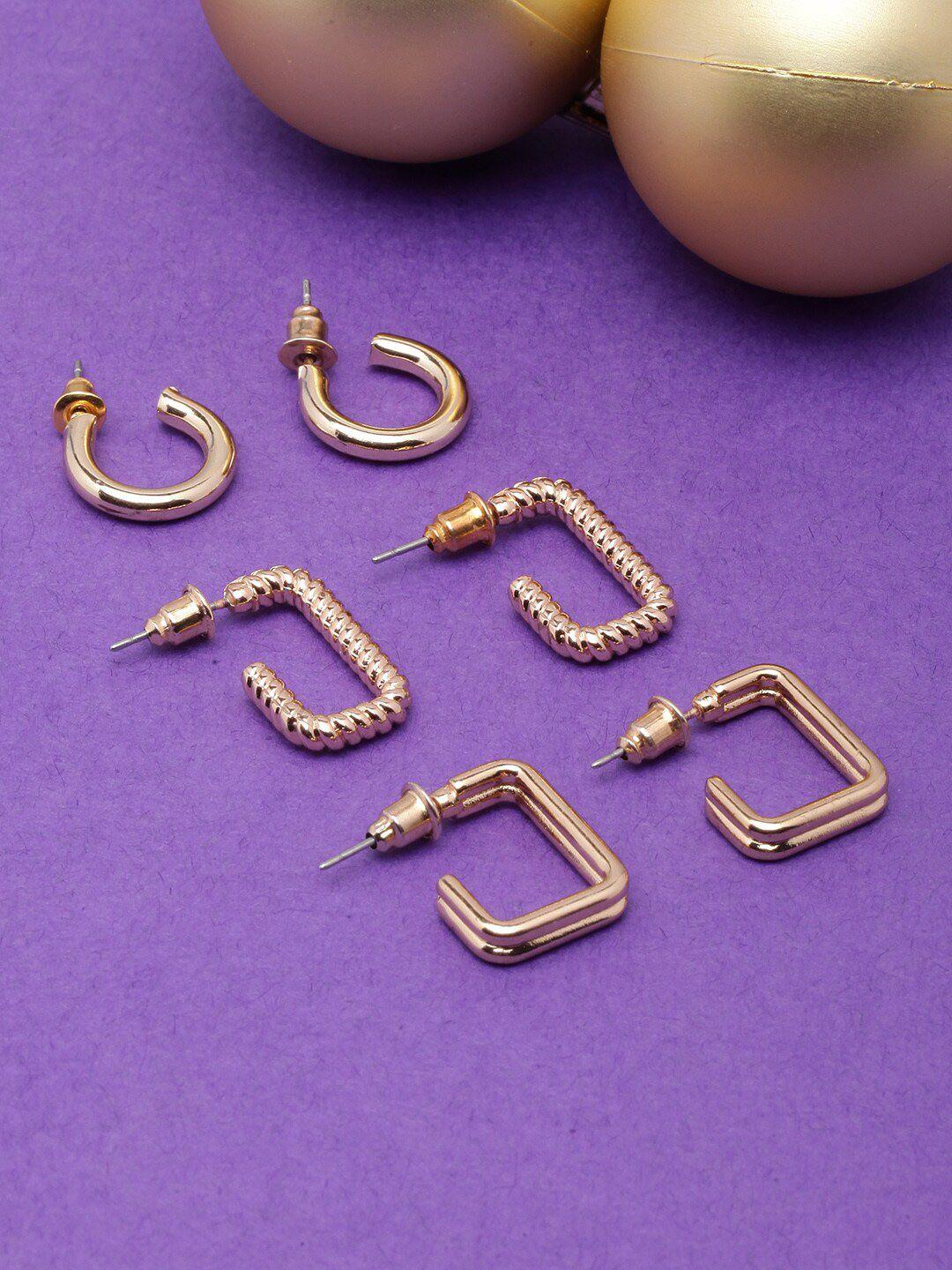 diva walk set of 3 gold-plated half hoop earrings