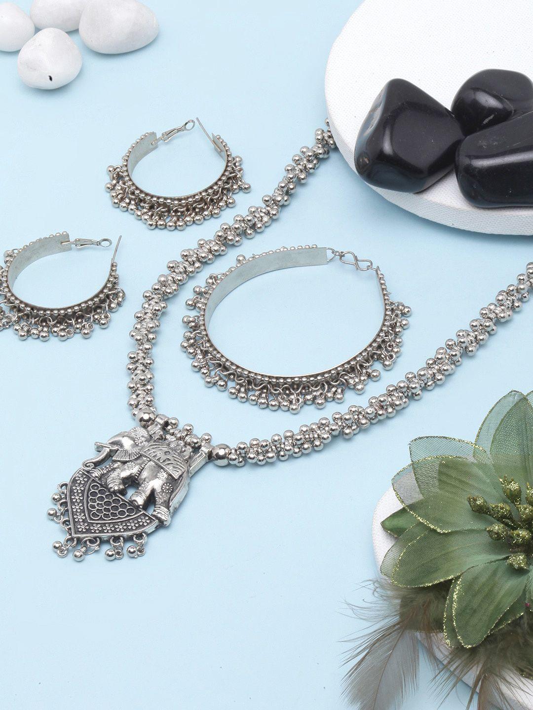 diva walk silver-plated & beaded jewellery set