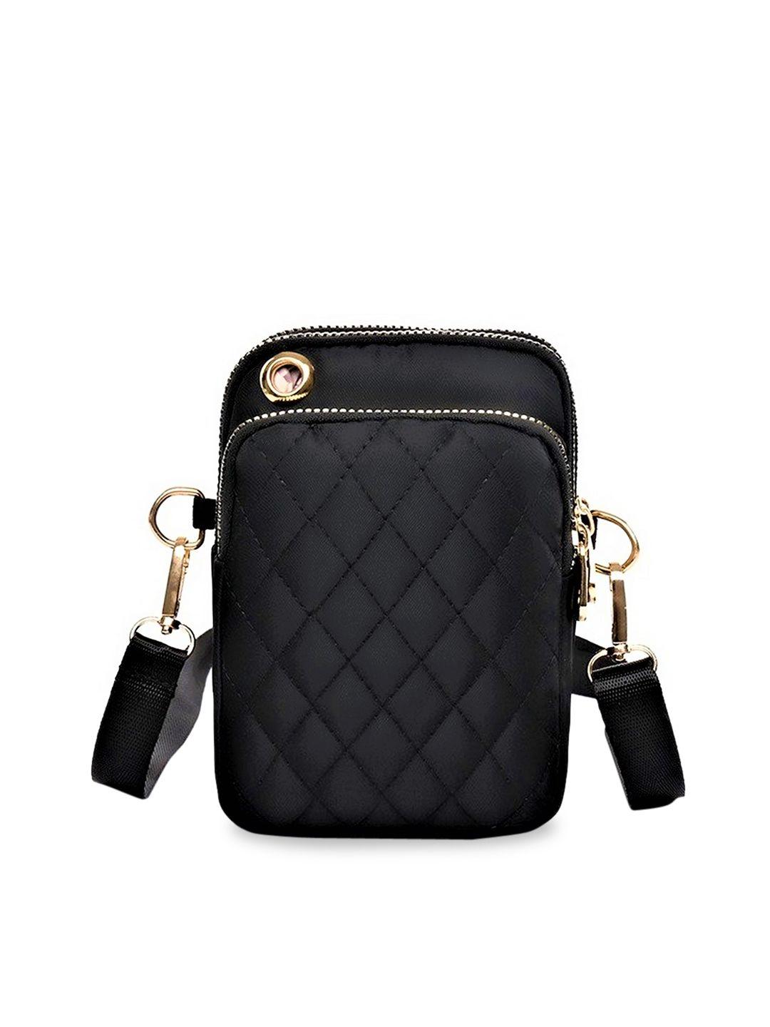 diva dale black textured structured sling bag with quilted
