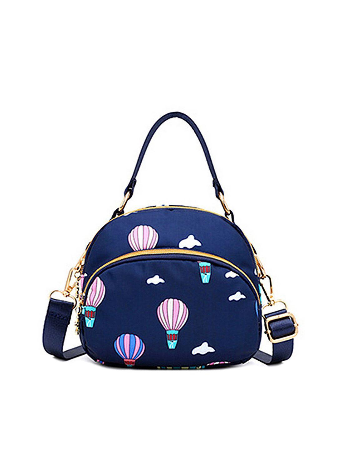 diva dale navy blue printed structured sling bag