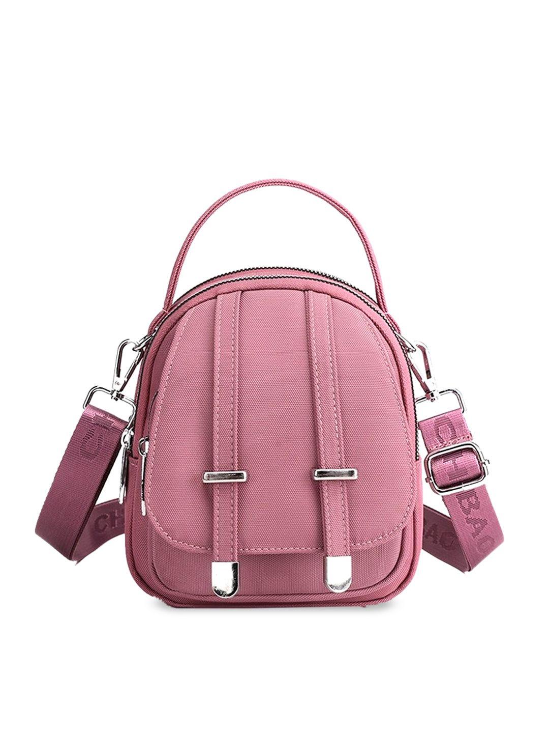 diva dale pink textured structured sling bag with quilted