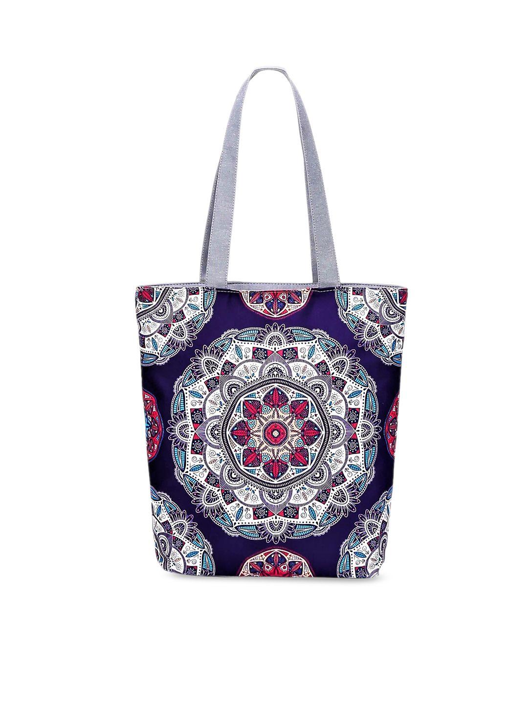 diva dale women blue floral printed oversized shopper tote bag