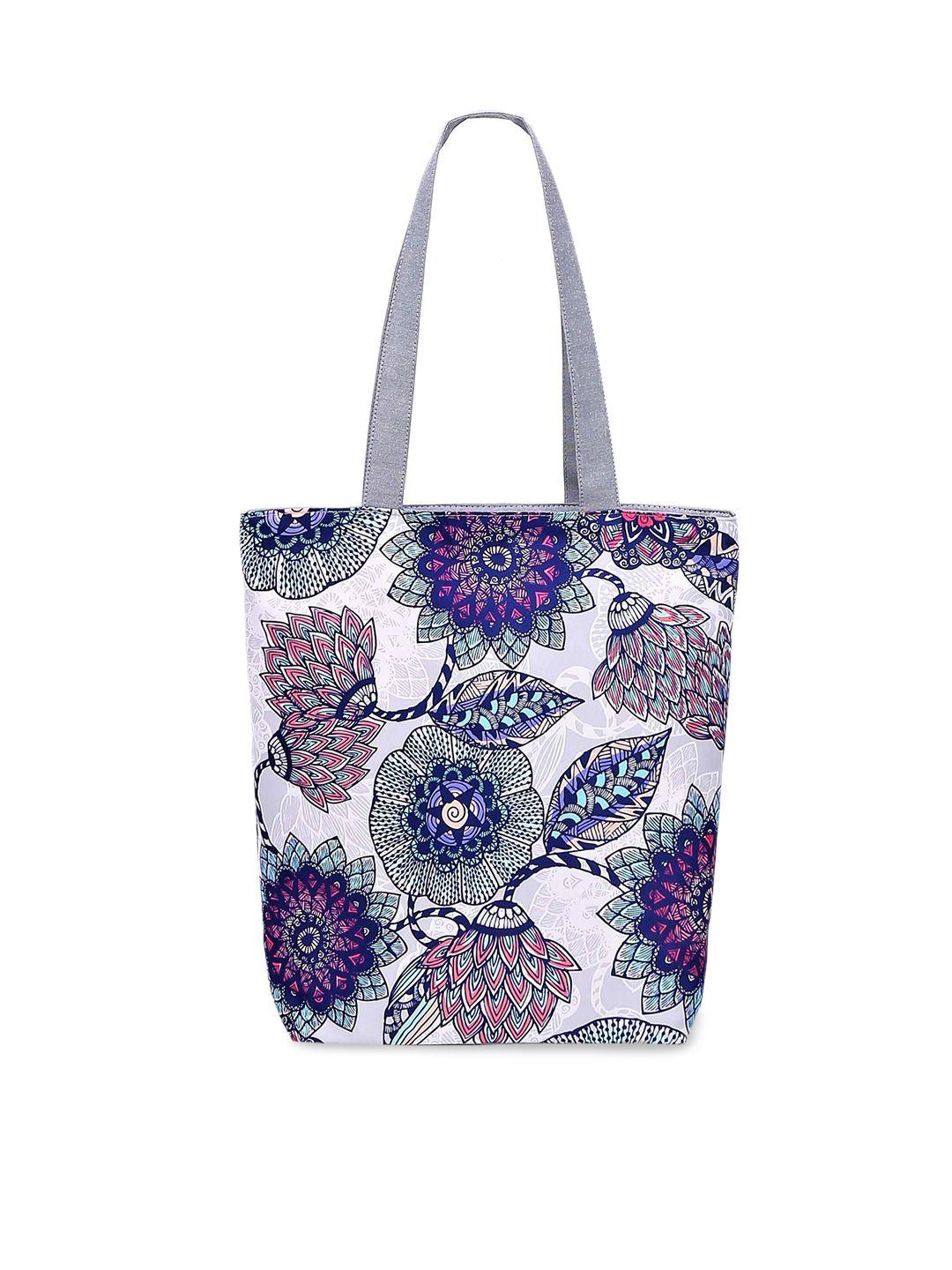 diva dale women white floral printed oversized shopper tote bag