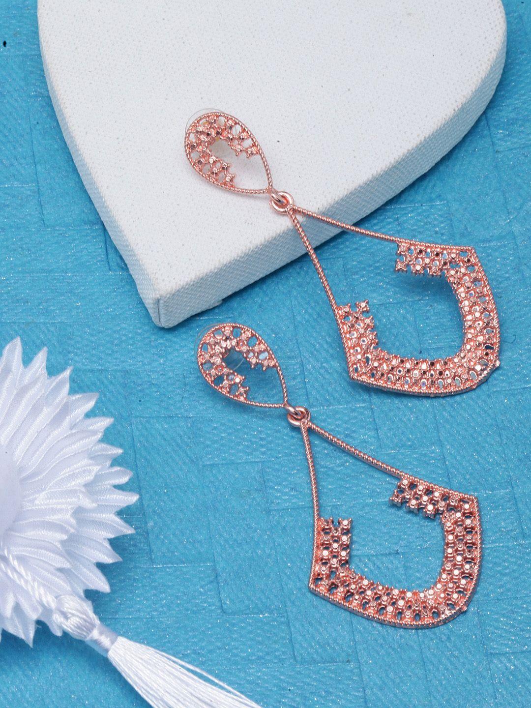 diva walk contemporary rose gold-plated drop earrings