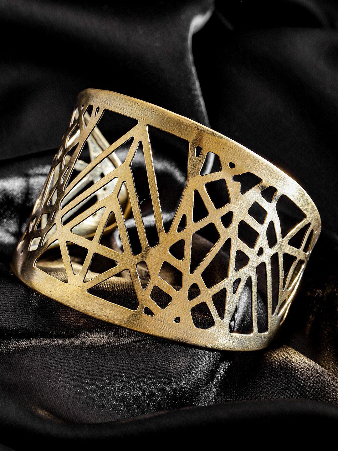 diva walk exclusive gold-plated handcrafted cut-outs cuff bracelet