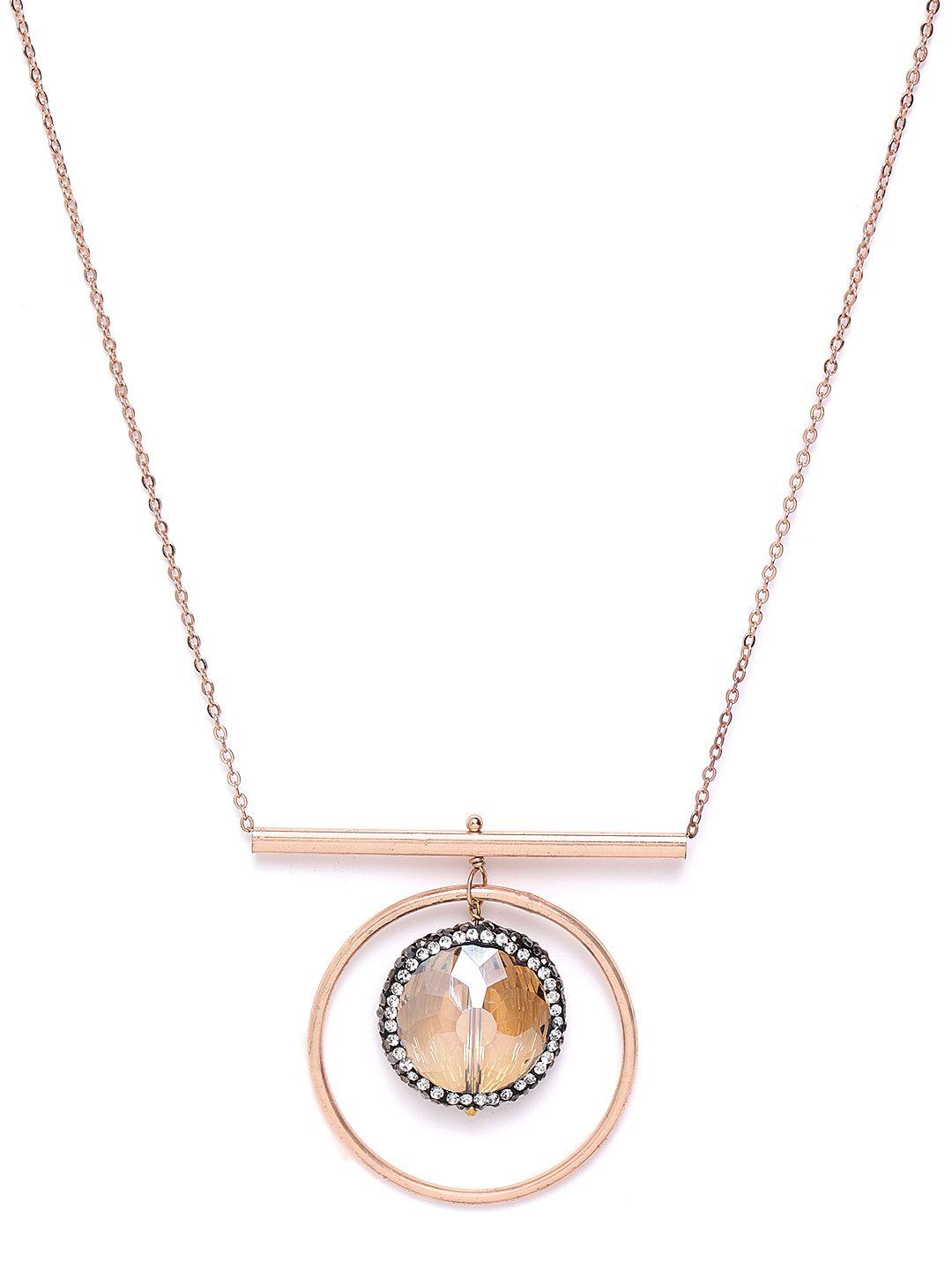 diva walk exclusive rose gold-toned stone-studded necklace