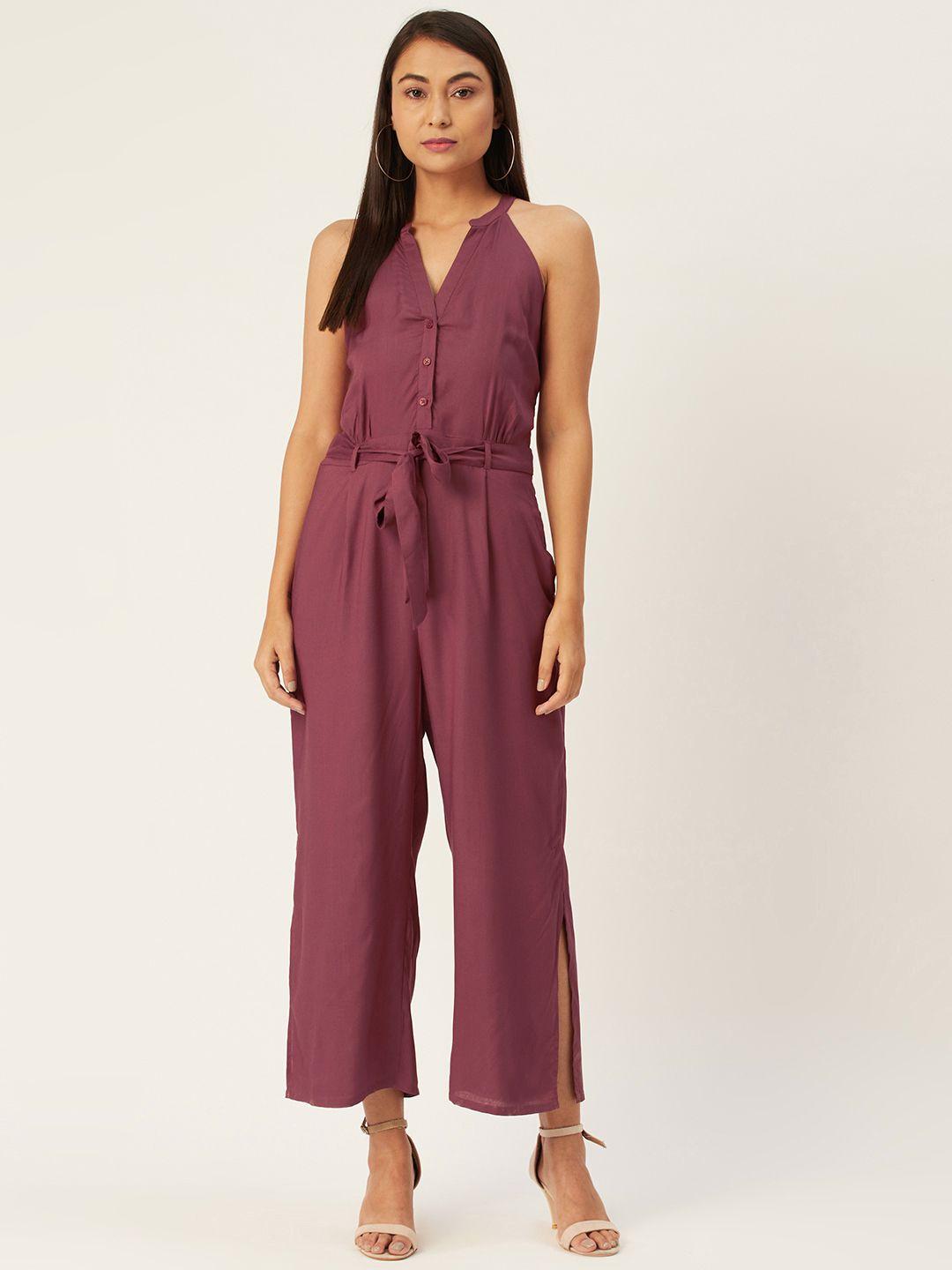 diva walk exclusive women mauve solid basic jumpsuit