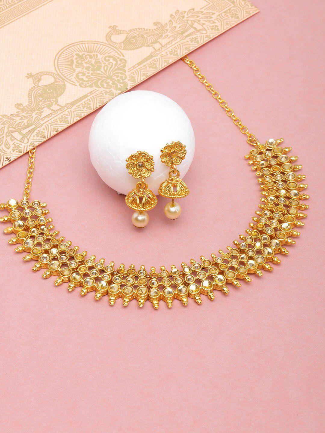 diva walk gold-plated stone-studded jewellery set