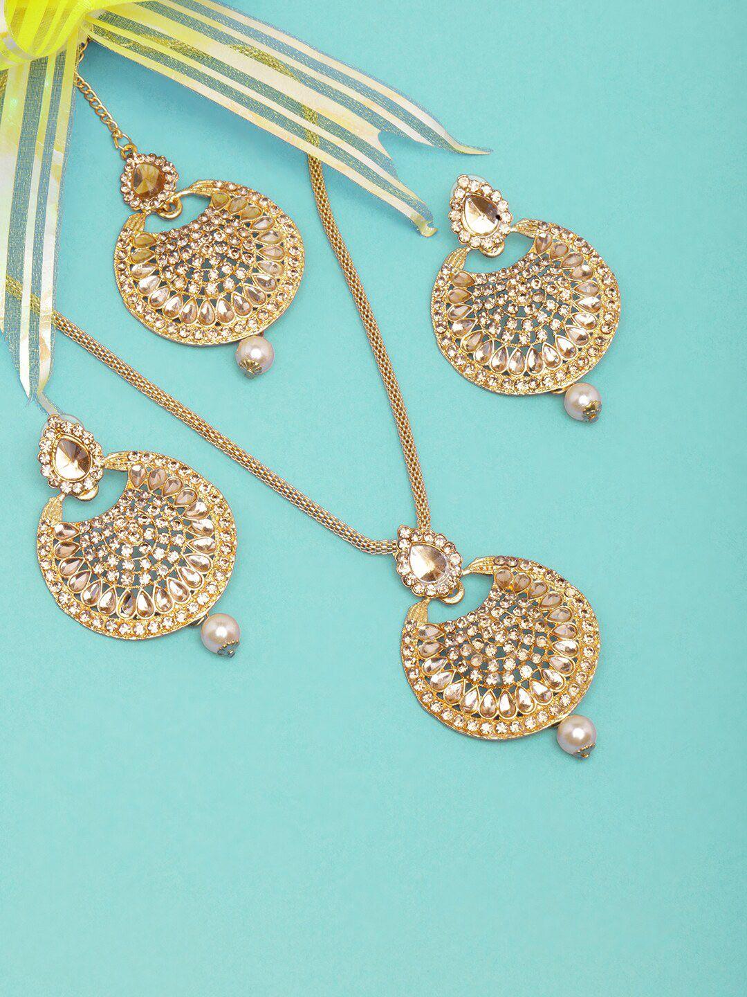 diva walk gold-plated stones-studded jewellery set