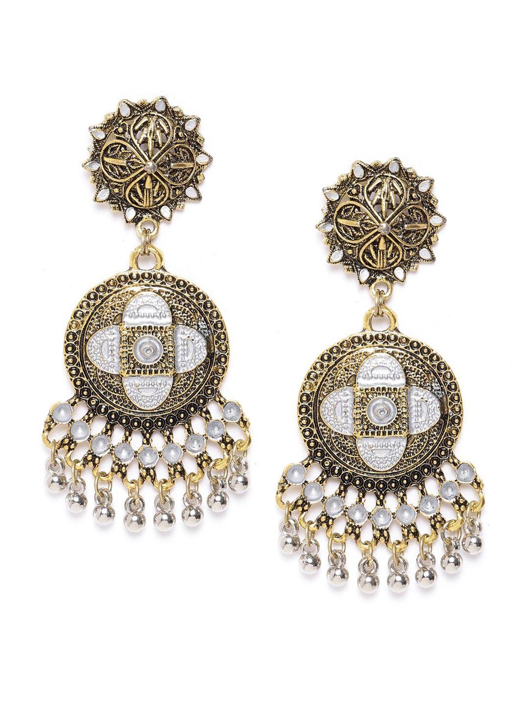 diva walk gold-toned contemporary drop earrings