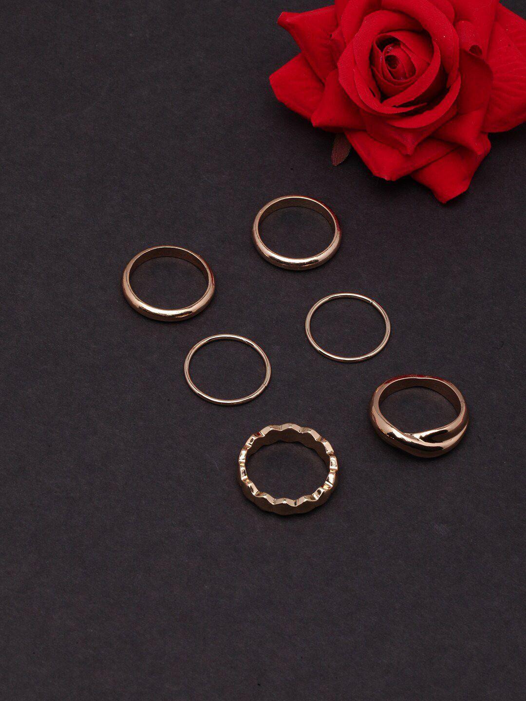 diva walk set of 6 gold-plated adjustable finger rings