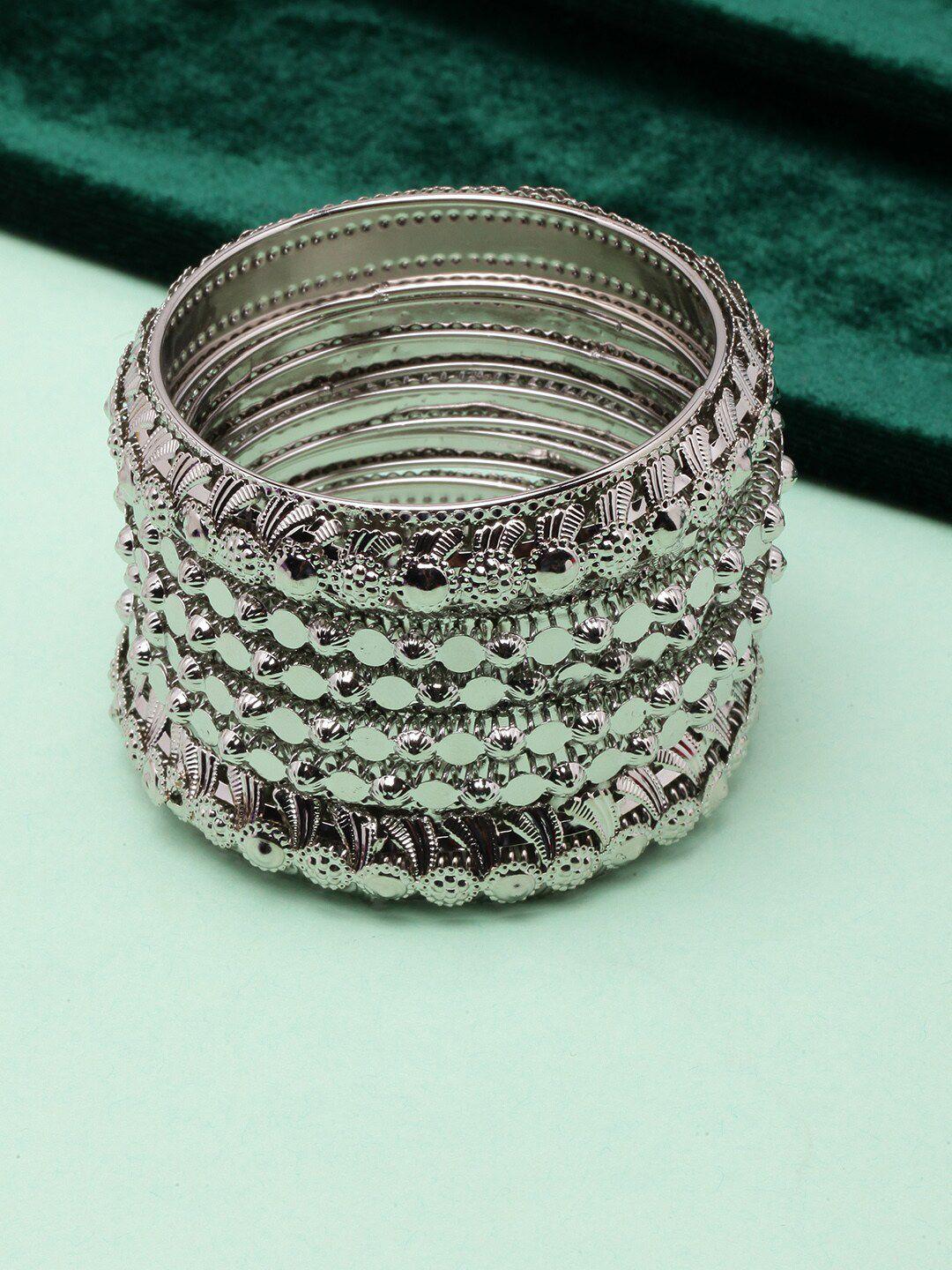 diva walk set of 6 silver-toned silver-plated bangle-style bracelet