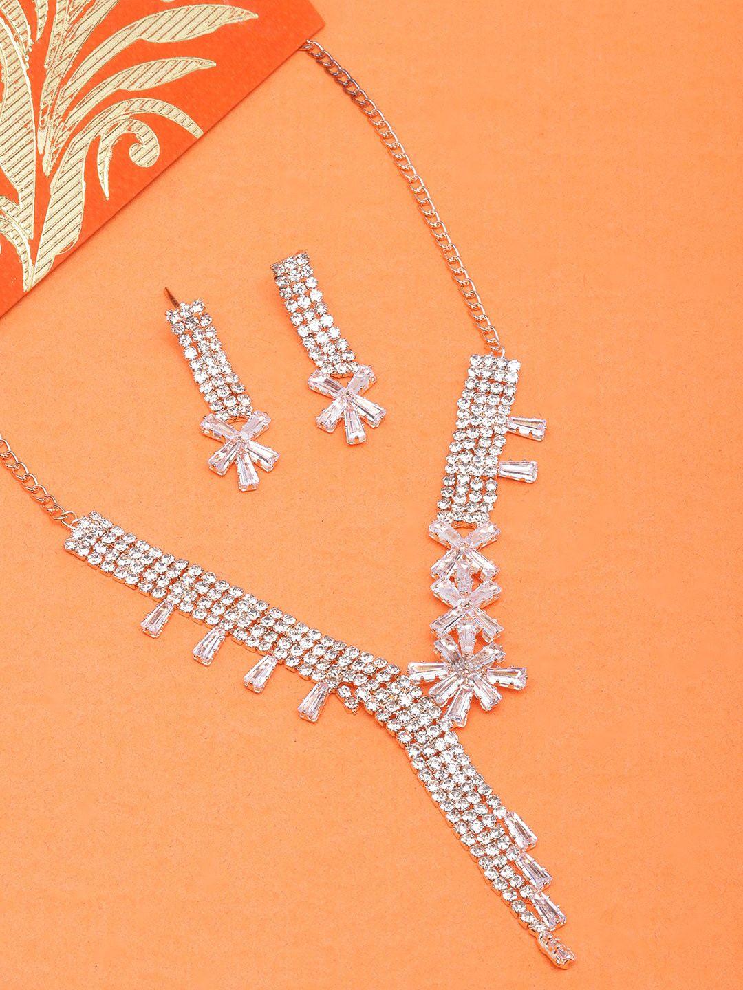 diva walk silver-plated cz stones-studded jewellery set