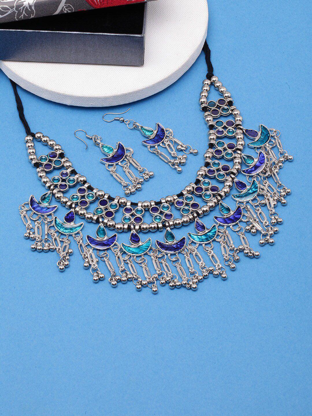 diva walk silver-plated stone-studded jewellery set