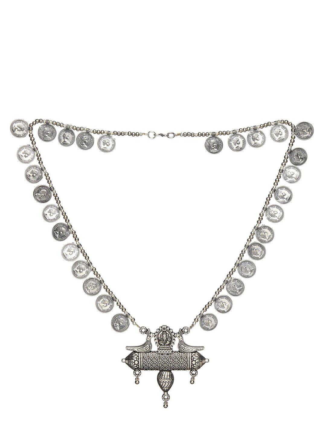 diva walk silver-toned silver-plated oxidised necklace