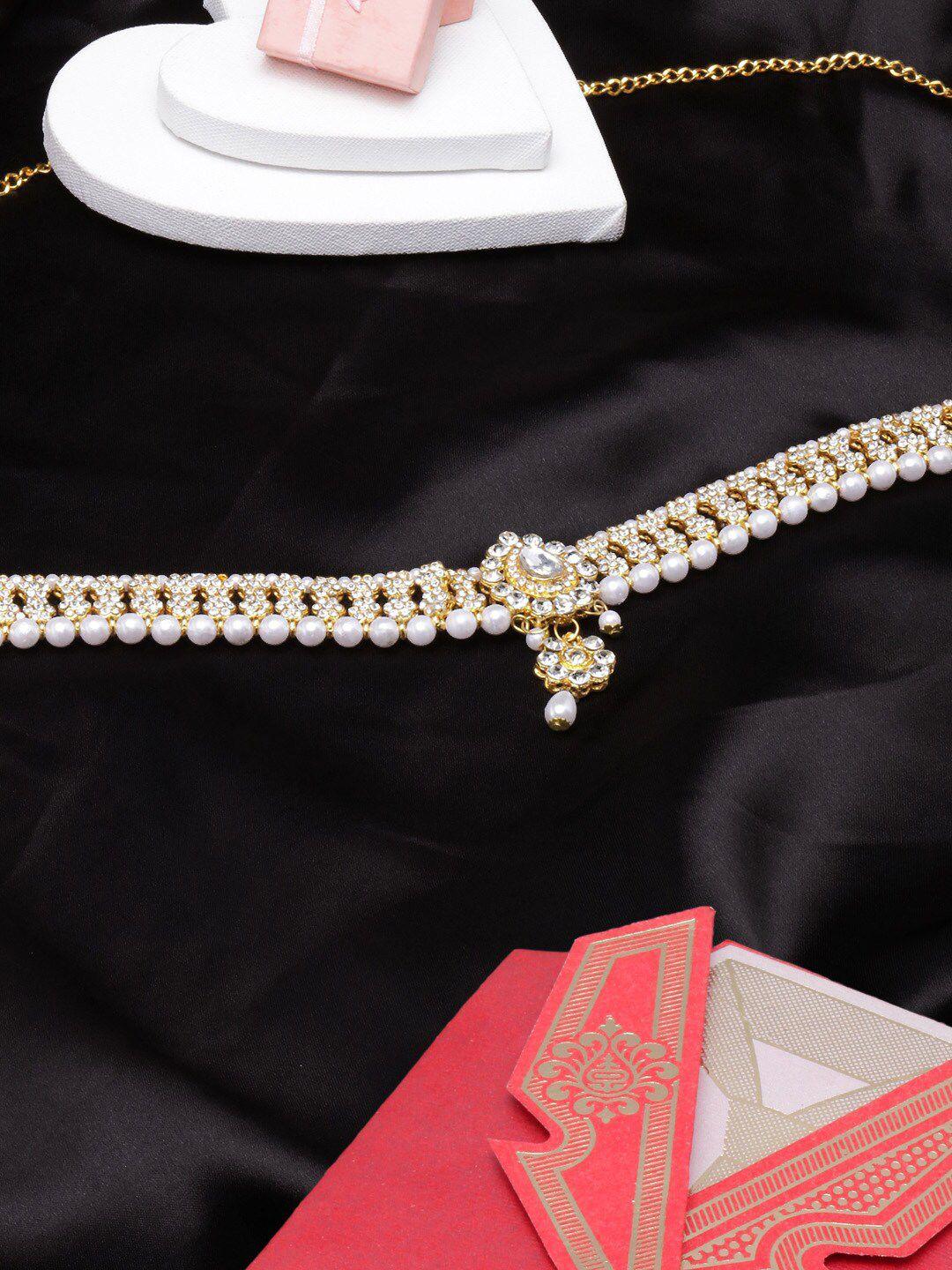 diva walk women gold-plated stones & beads studded brass body chain