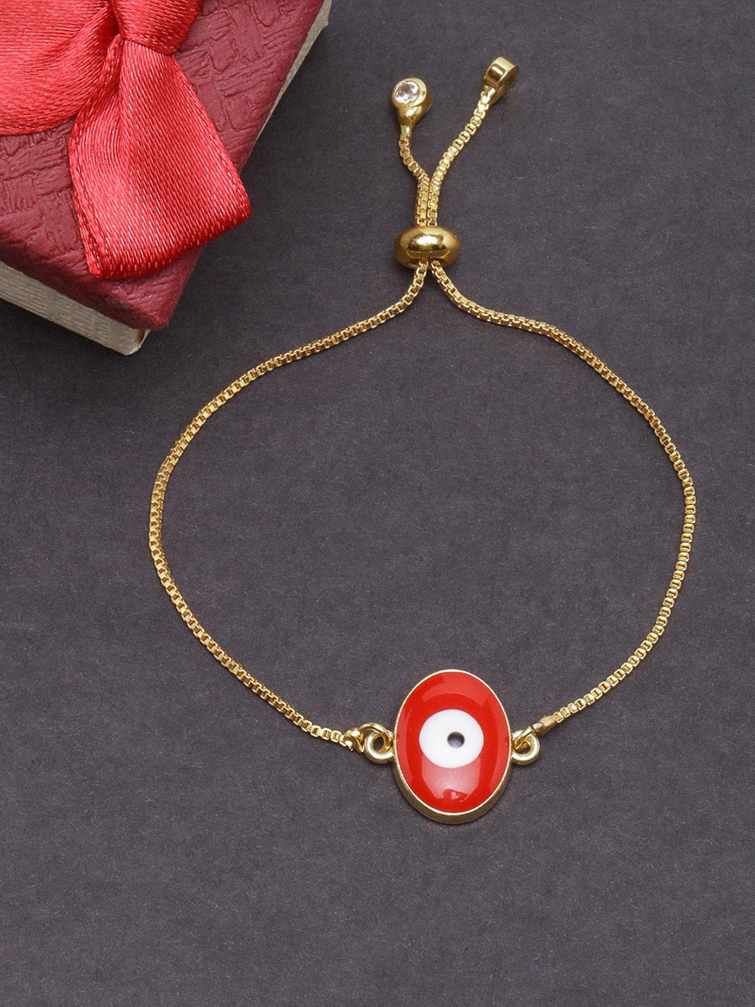 diva walk women gold-toned & red brass gold-plated charm bracelet