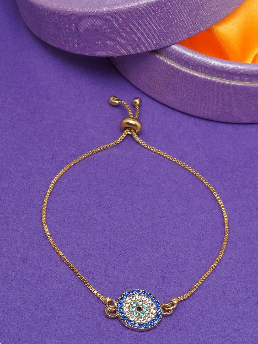 diva walk women gold-toned & white brass gold-plated charm bracelet