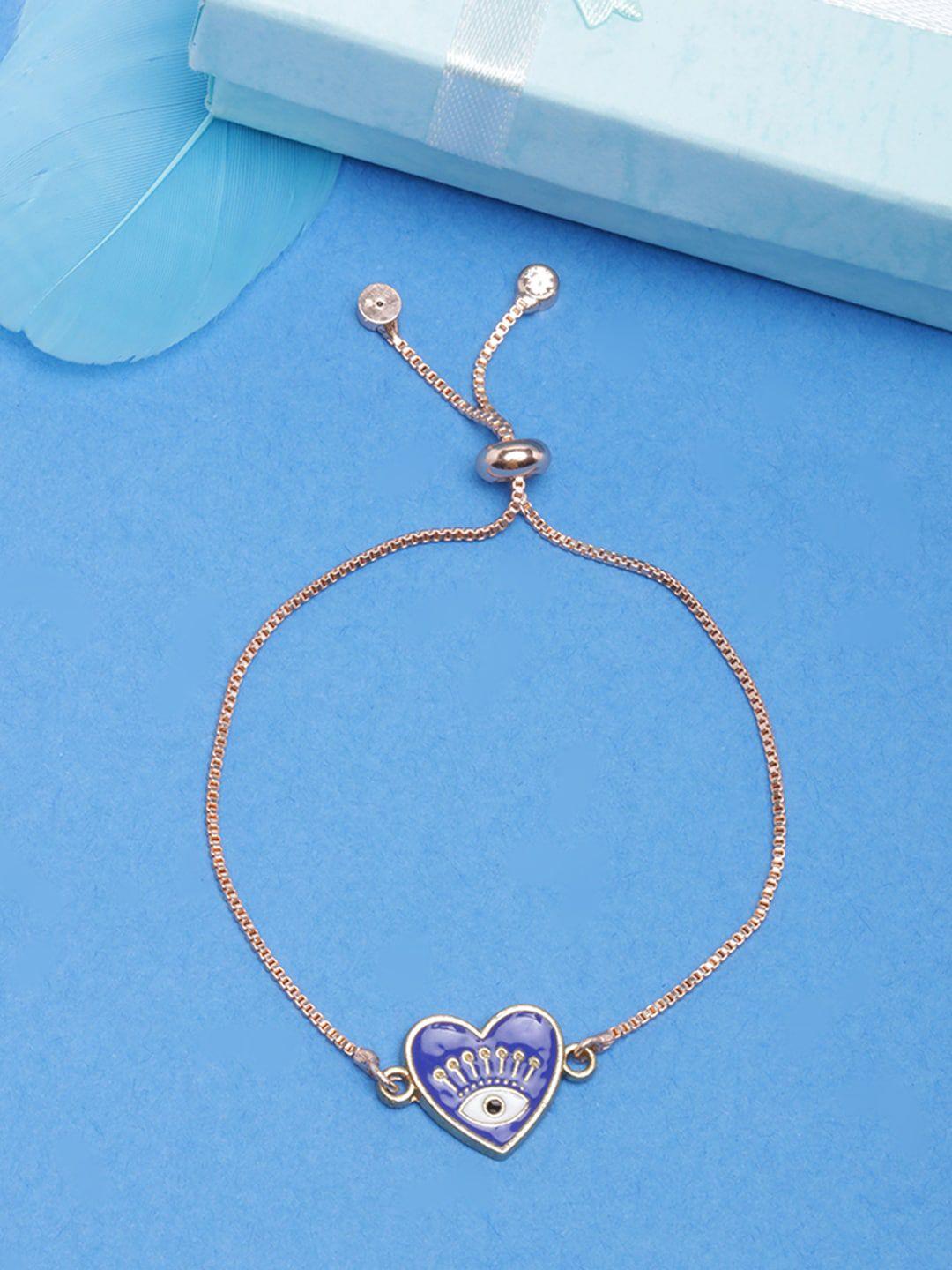 diva walk women rose gold & blue brass rose gold-plated charm bracelet