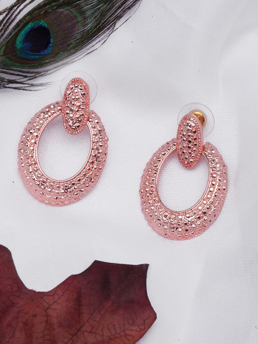 diva walk women rose gold plated oval studs earrings