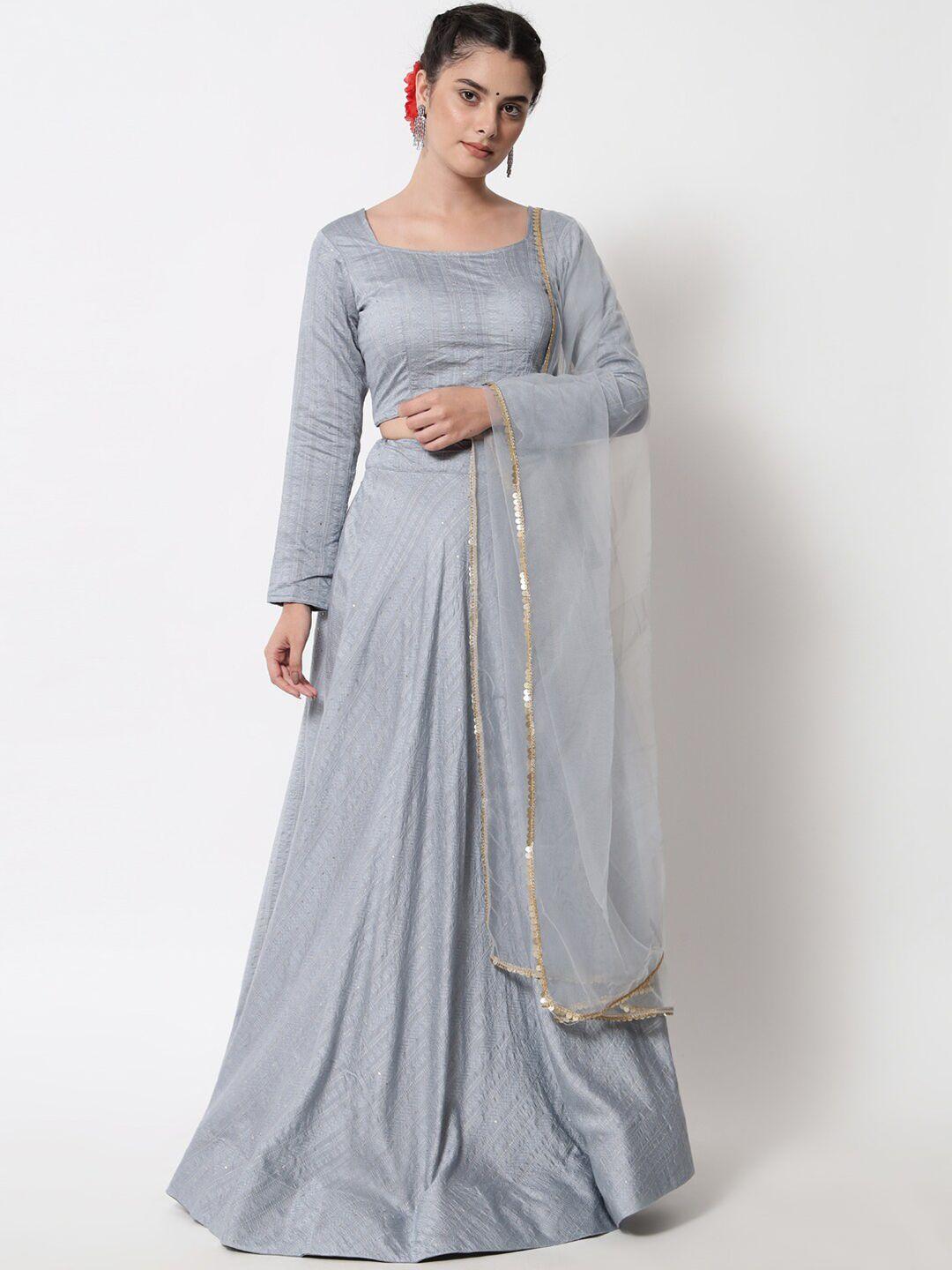 divastri embellished semi-stitched lehenga & unstitched blouse with dupatta