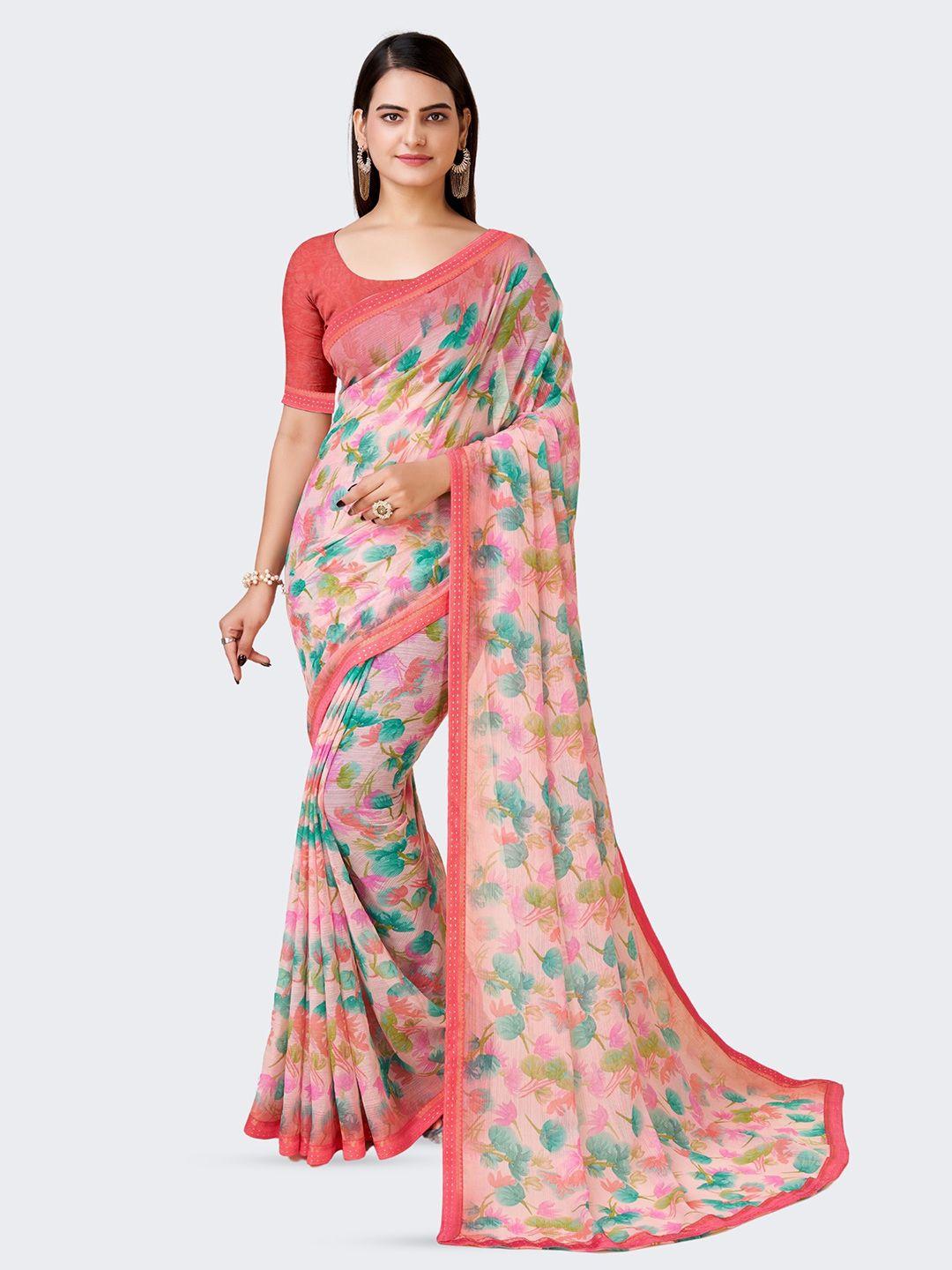 divastri floral printed pure chiffon saree