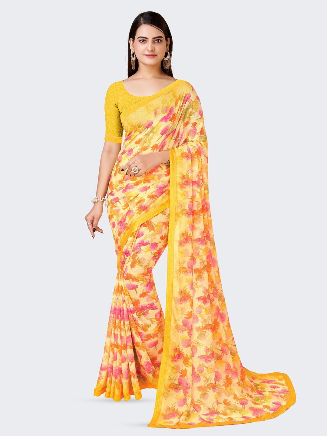 divastri floral printed pure chiffon saree