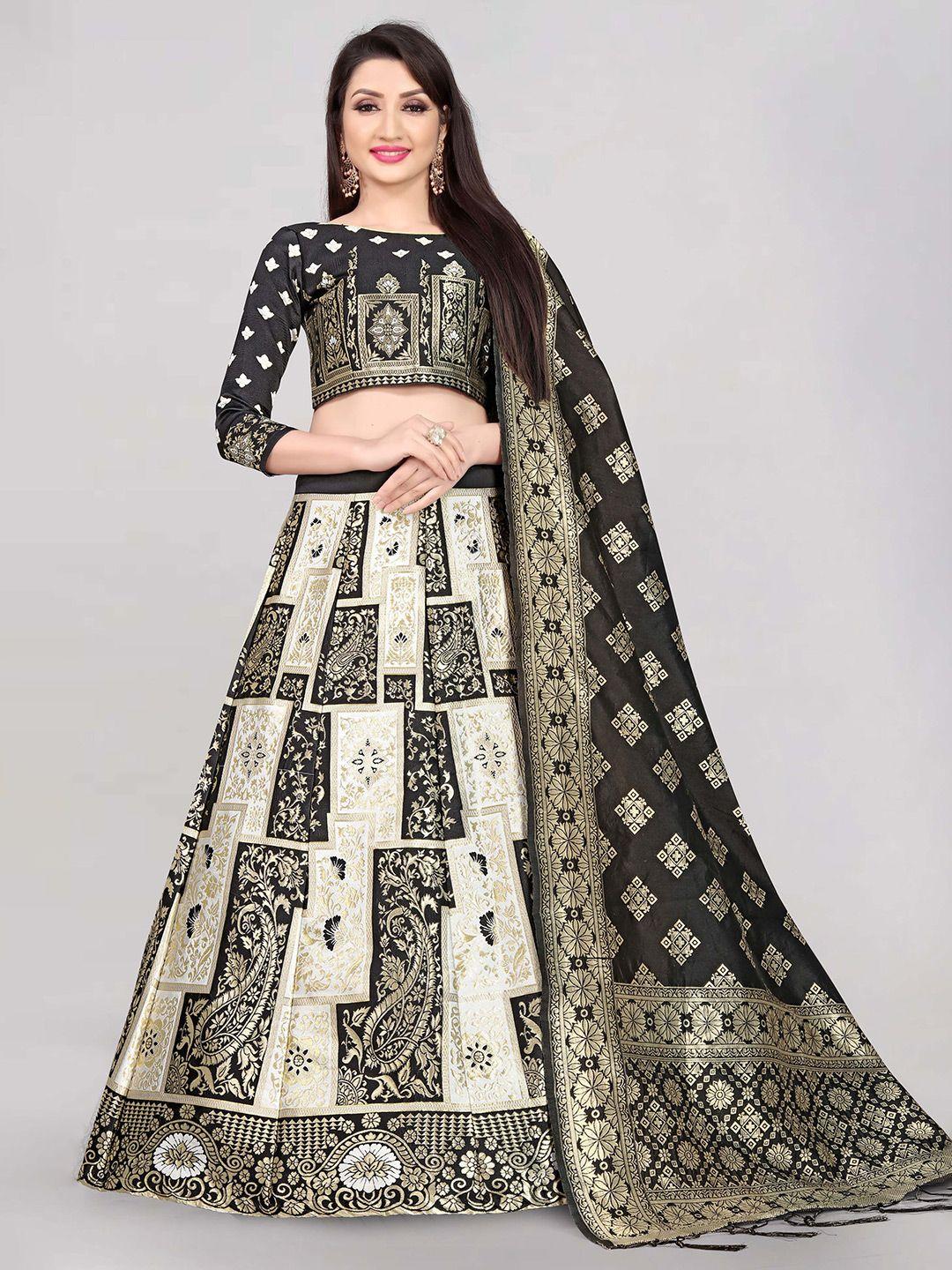 divastri woven design zari silk semi-stitched lehenga & unstitched blouse with dupatta