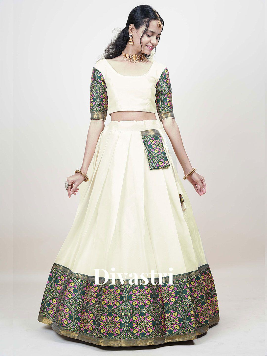 divastri woven designed semi-stitched lehenga & unstitched blouse with dupatta