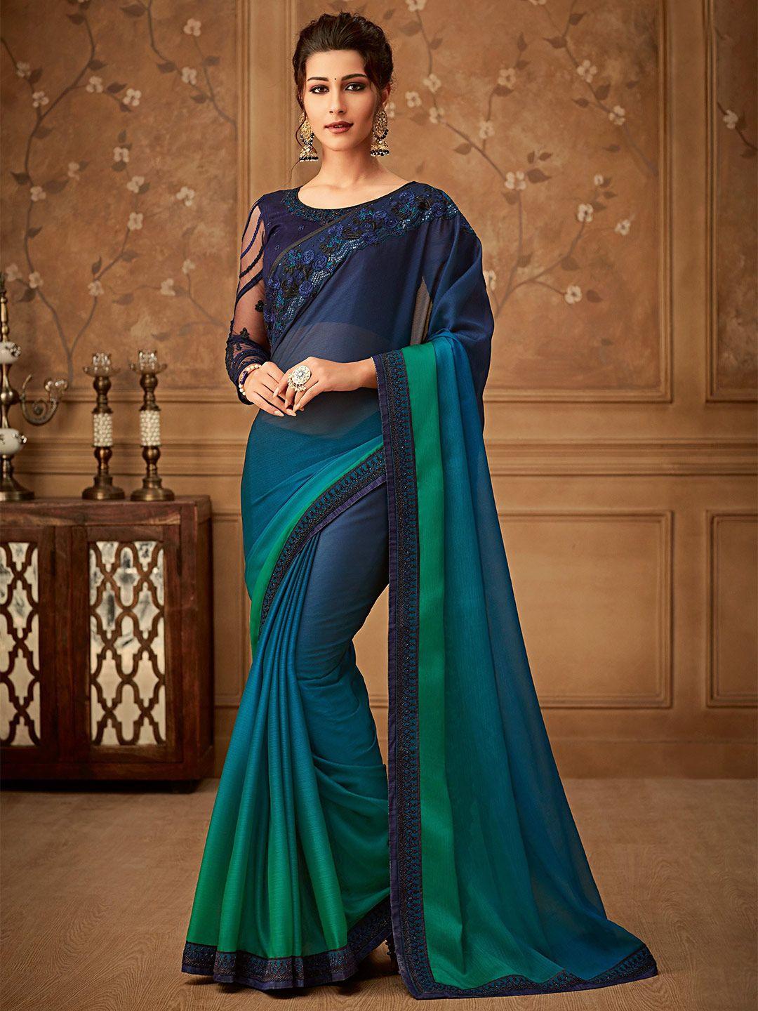 divastri  sequinned pure chiffon saree