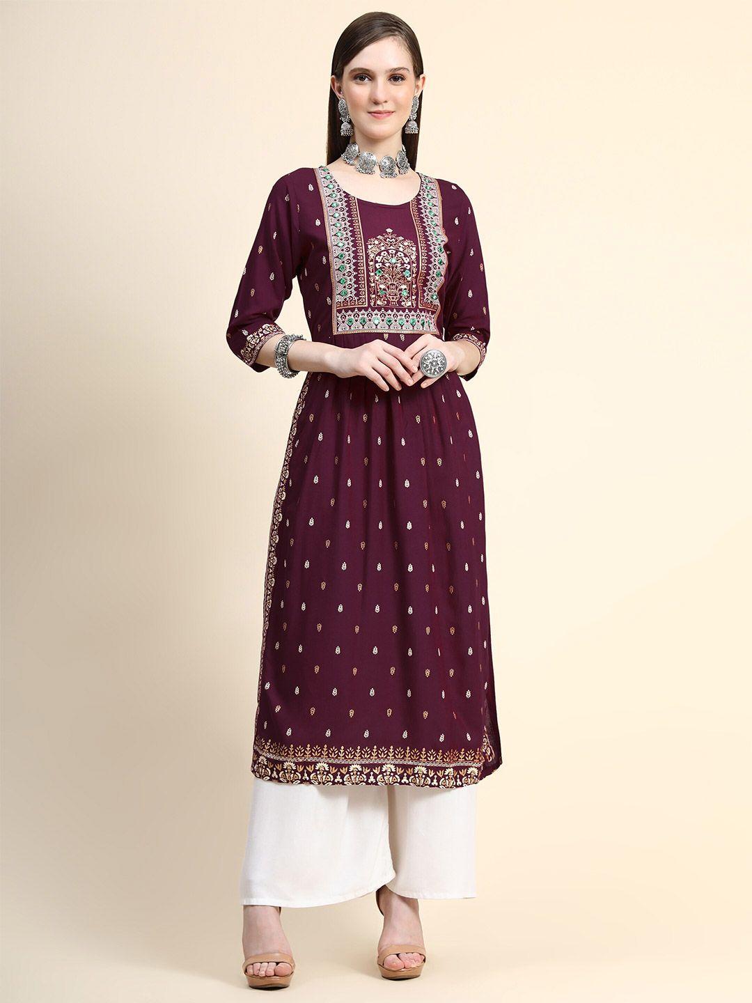 divastri embroidered regular kurta with mirror work detail