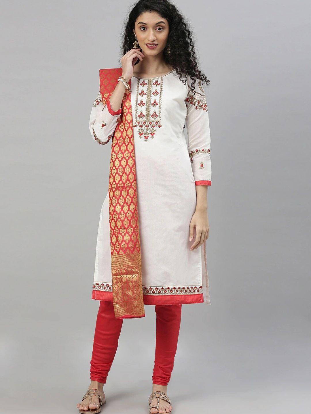 divastri ethnic motifs embroidered chanderi cotton unstitched dress material