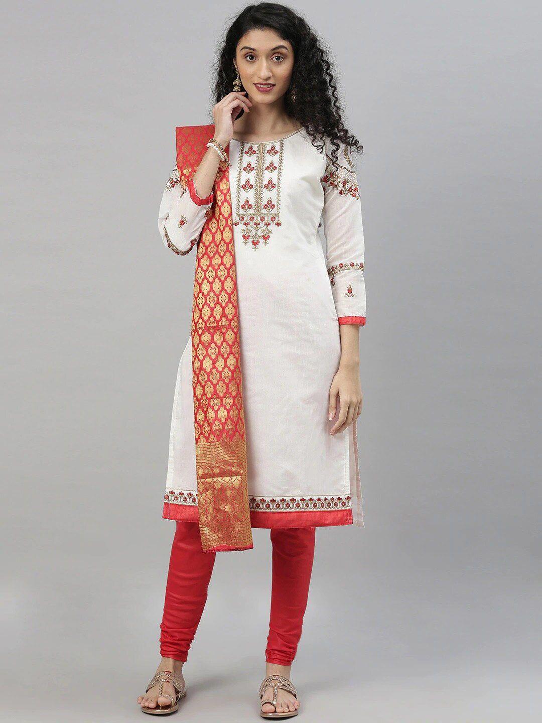 divastri floral embroidered unstitched dress material