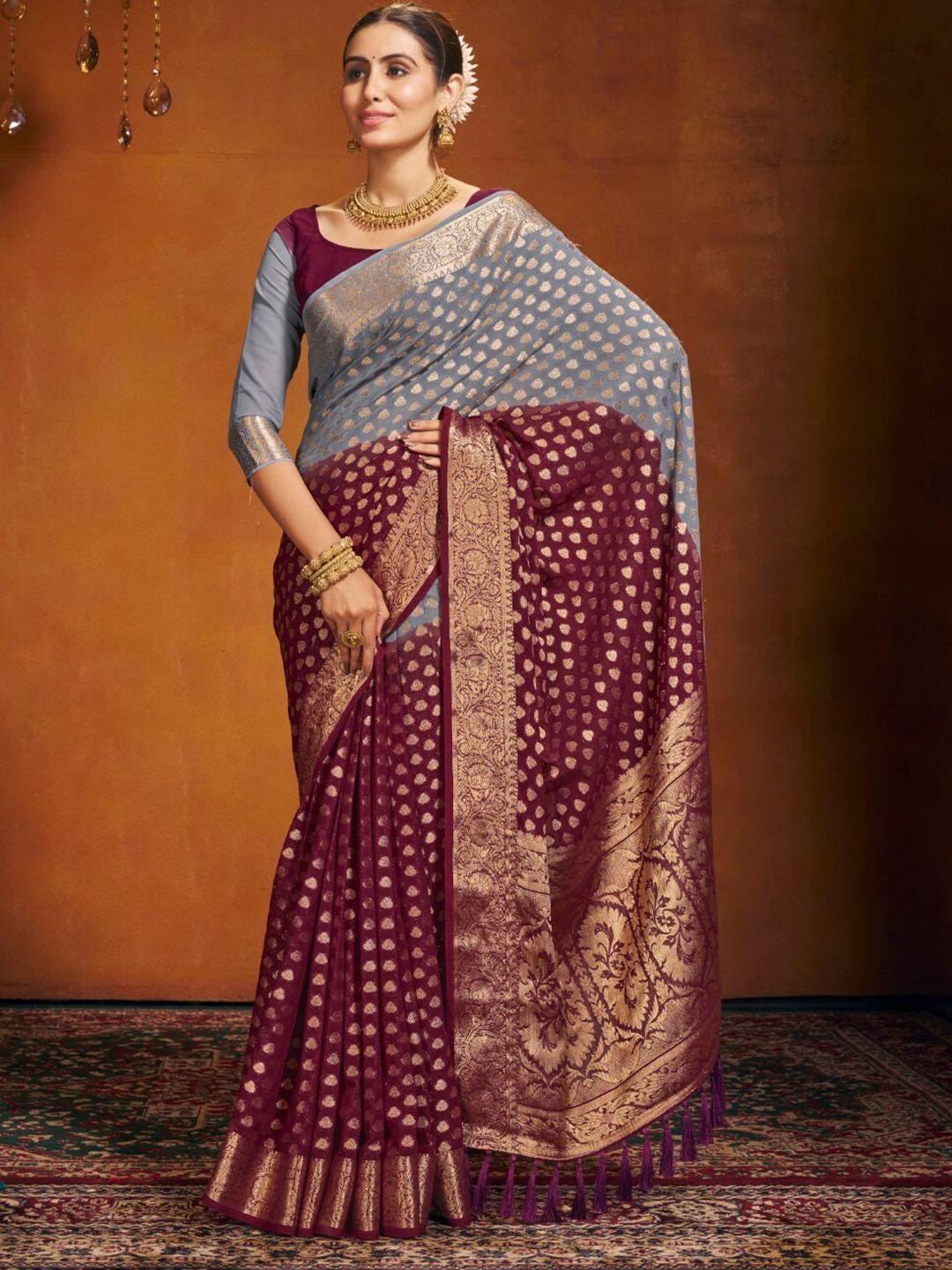 divastri floral woven design zari pure georgette banarasi saree