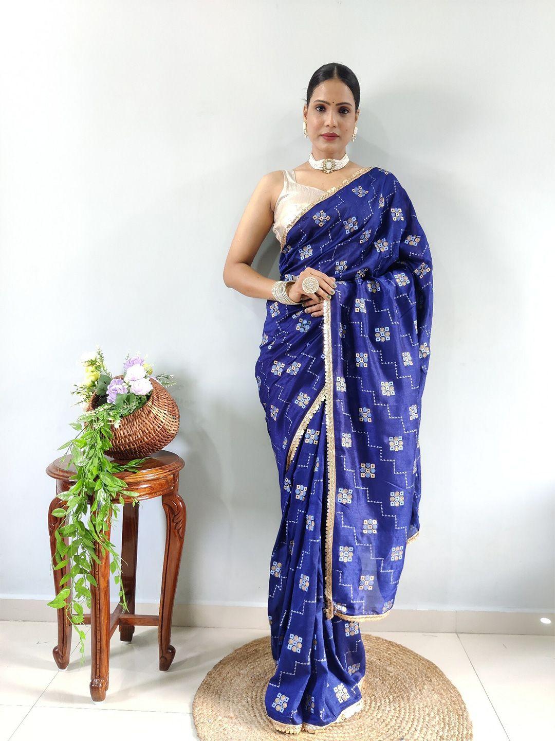 divastri geometric printed pure georgette ready to wear saree