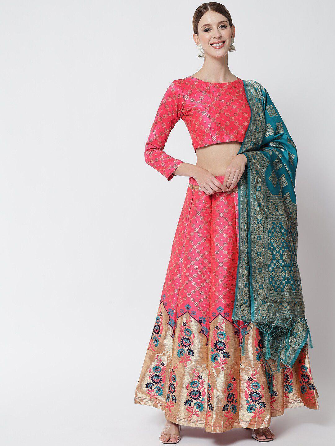 divastri pink & blue ready to wear lehenga choli with dupatta