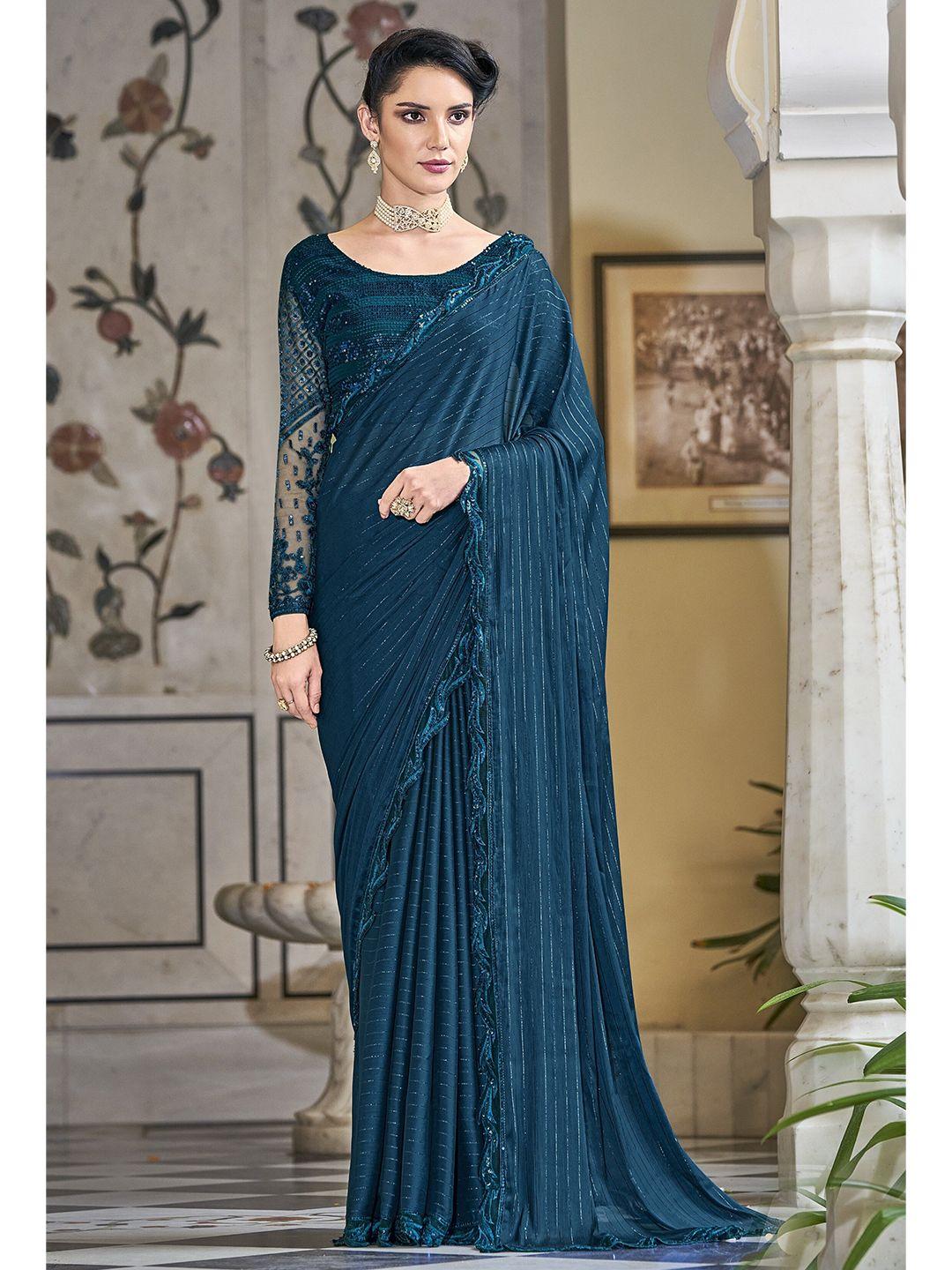 divastri striped sequined pure silk saree