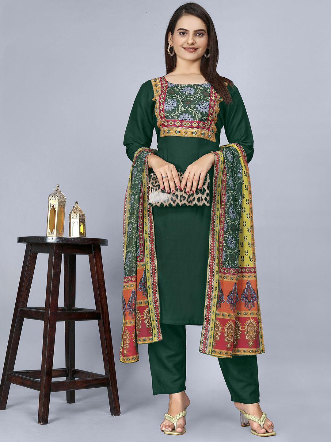 divastri women floral yoke design regular kurta with palazzos & with dupatta