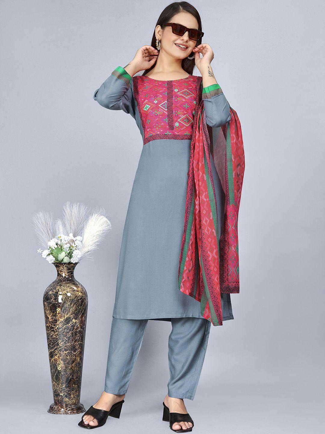 divastri women yoke design regular kurta with trousers & with dupatta