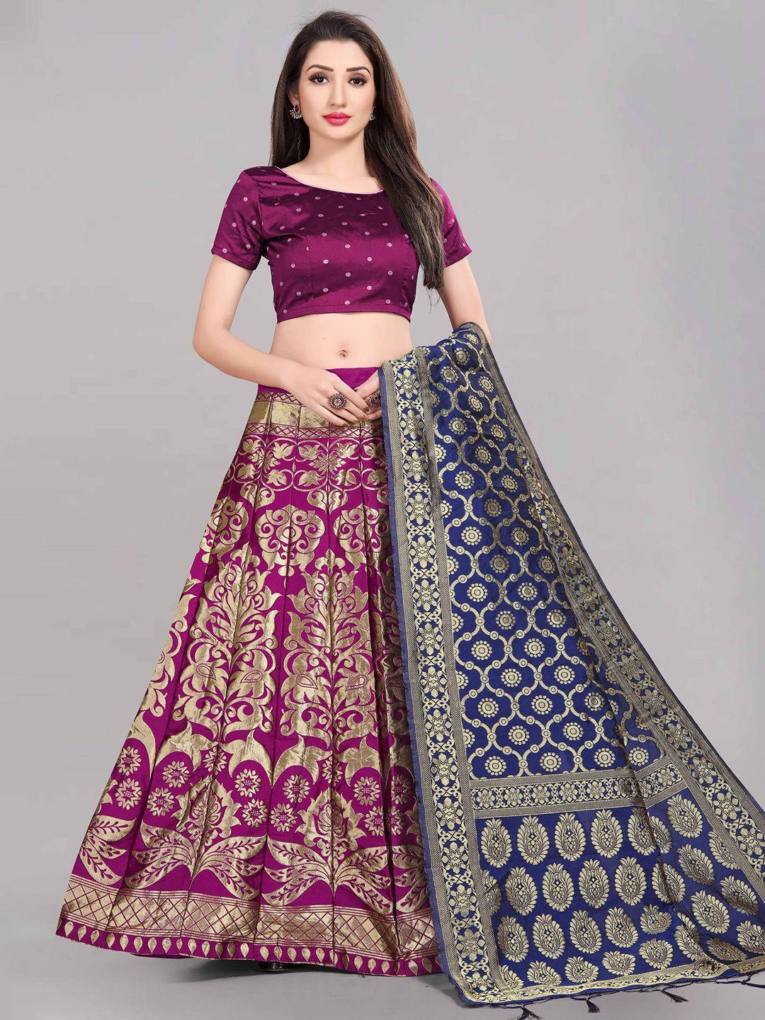 divastri woven design silk semi-stitched lehenga & unstitched blouse with dupatta