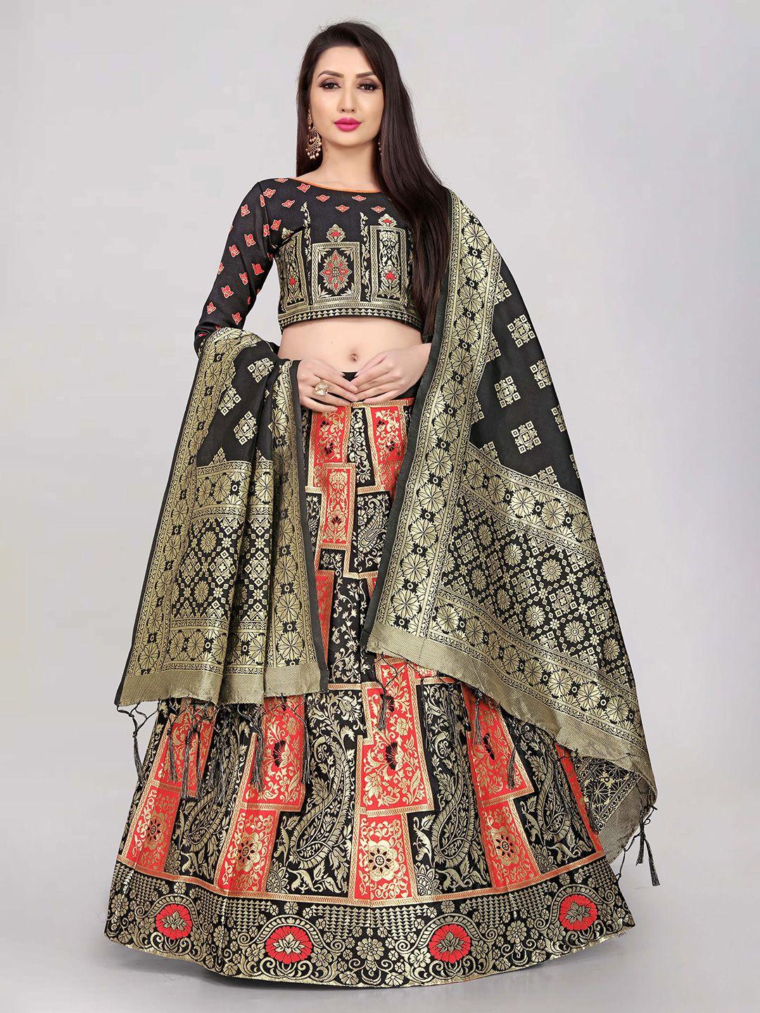 divastri woven design zari silk semi-stitched lehenga & unstitched blouse with dupatta