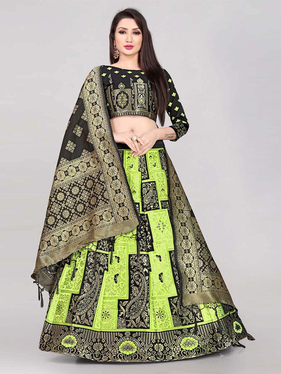 divastri woven design zari silk semi-stitched lehenga & unstitched blouse with dupatta