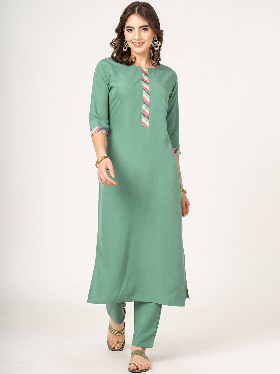 divastri yoke design straight kurta & palazzos with dupatta