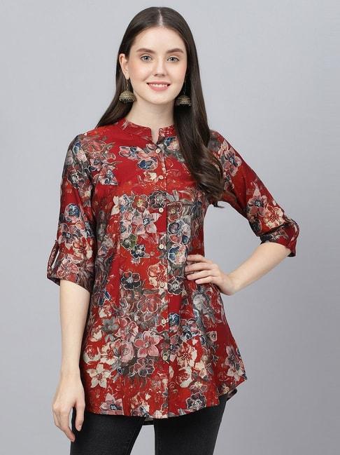 divena maroon floral print shirt