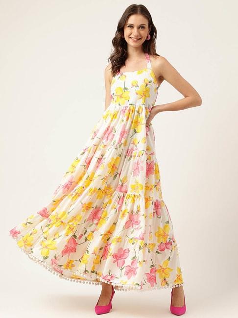 divena multicolor cotton floral print maxi dress